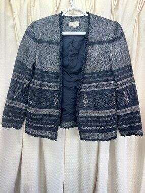 Loft Blazer Women's Size XS Blue Frilled Jacket